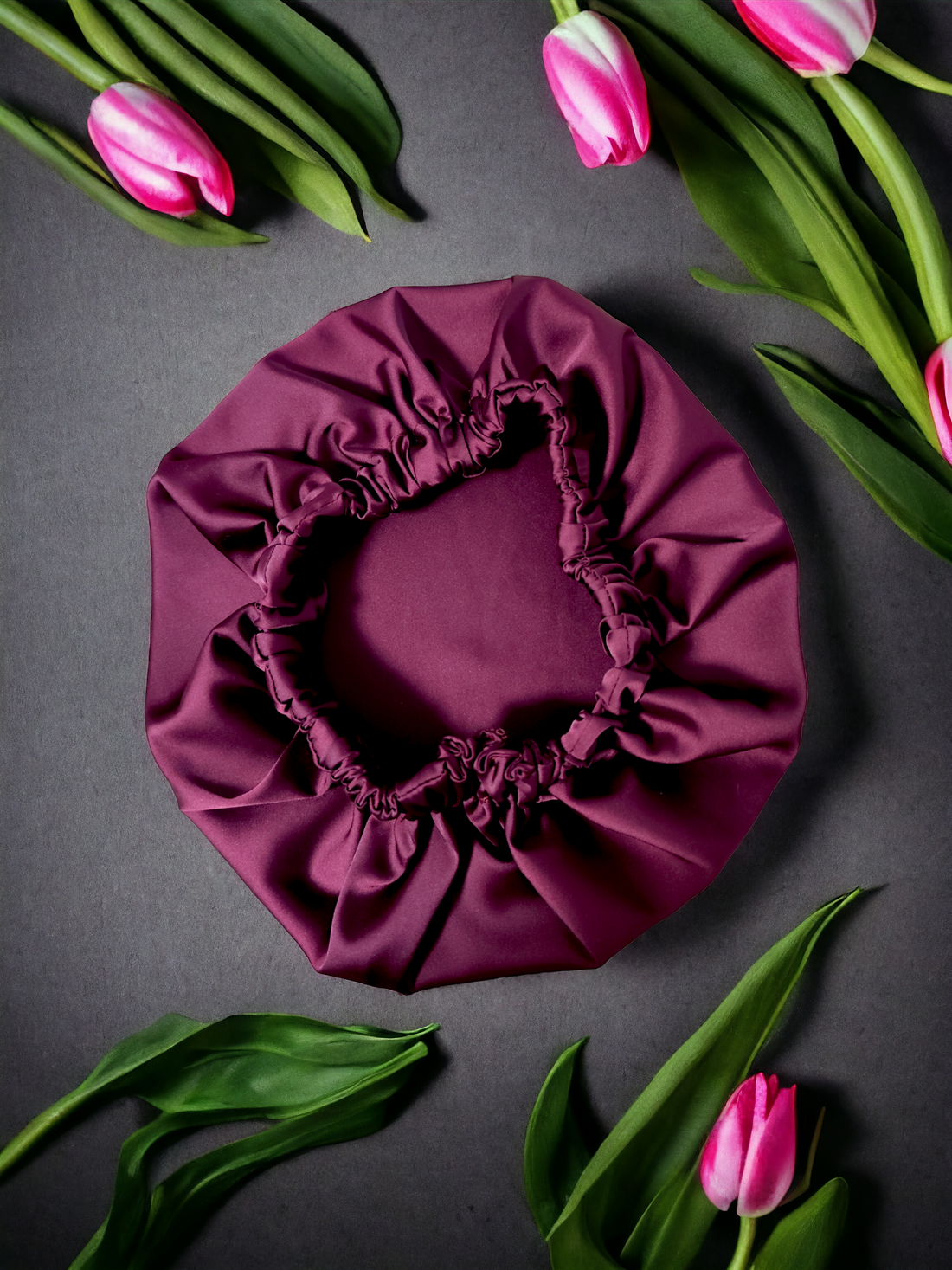 Bonetă din satin grena